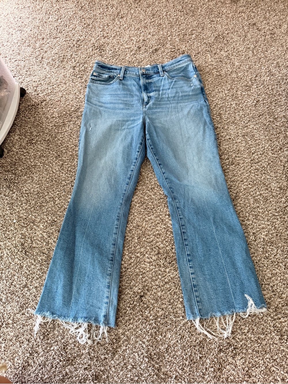 Pistola Light Blue Frayed Hem Cropped Flare Jeans